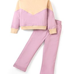 Totle Cotton Full Sleeves Cut & Sew Sweatshirt & Pant Set - Mauve-image-88