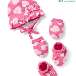 Babyoye 100% Cotton Cap Mitten & Booties Set with Heart Print Pink - Diameter 17 cm-image-25