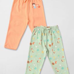 Nauti Nati Cotton Pack Of 2 Animals & Planets Printed Pajamas - Orange-picture-10