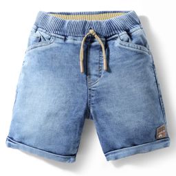 Olio Kids Denim Above Knee Length Shorts With Patch Detailing - Light Blue-image-16