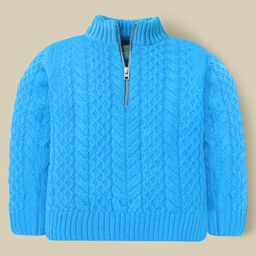 Cherry Crumble By Nitt Hyman Cotton Blend Knit Full Sleeves Cable Knit Designed High Neck Heavy Winter Sweater - Blue-picture-46