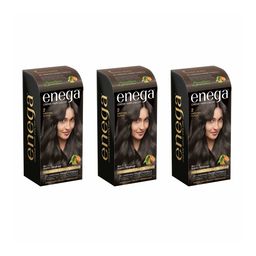 Enega Set Of 3 Long Lasting Creme Hair Color-150 ml Each Shade-Original Black-7