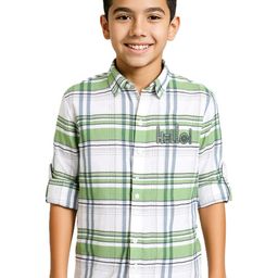CAVIO Boys Green Cotton Shirts-picture-33
