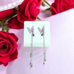 CIKIT Artificial Stones Studded & Pearls Beaded Butterfly Tasselled Drop Earrings-image-81