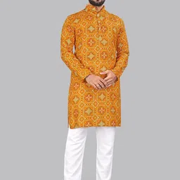 allan peter Men Thread Work Pathani Kurta-55