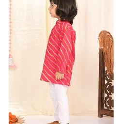 Superminis Full Sleeves Leheriya Printed Kurta With Pyjama Set - Magenta image 5