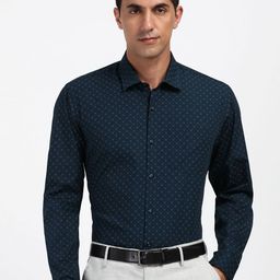 Peter England Micro Ditsy Printed Spread Collar Cotton Opaque Formal Shirt-image-74