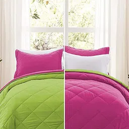 RF RELAXFEEL Pink & Green Geometric Heavy Winter 233 GSM Single Bed Quilt-image-78