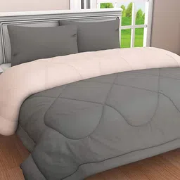 RF RELAXFEEL Peach & Grey Checked Heavy Winter 233 GSM Single Bed Quilt-image-67