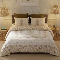 Bella Casa Super King Size Double Bedsheet with 2 Pillow Covers Cotton Brown Colour-picture-1