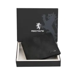 Red Tape Black Solid Bi-Fold Leather Rfid Secured Wallet-picture-15
