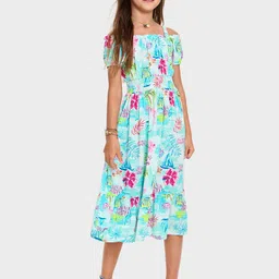 THE CHILDREN'S PLACE Printed Tropical Off-Shoulder Maxi Dress-picture-35