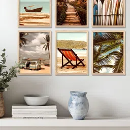 Kotart Brown 6 Pieces Wood Abstract Wall Art-picture-13