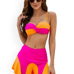 Plus Curvves Colourblocked Shoulder Straps Swim Set-picture-29