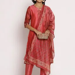 Shree Floral Printed Beads and Stones Kurta with Trousers & Dupatta-picture-12
