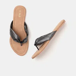 R&B Women Textured Open Toe Flats-image-71