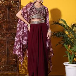 Chhabra 555 Embroidered Sleeveless Top & Skirt With Shrug-picture-39