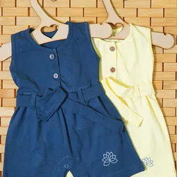 THE MAPLES FASHION Infant GirlsPack of 2 Hosiery Cotton Knee LengthDress With Belt-56