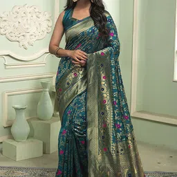 Aldwych Ethnic Motifs Printed Zari Banarasi Saree-picture-37