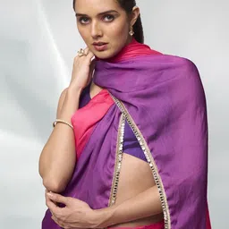 Mitera Women Embellished Mirror Work Satin Ready to Wear Saree-image-39