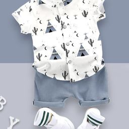 Woxaa Kids Printed Short Sleeves Shirt With Shorts-image-96