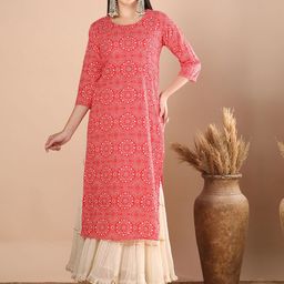 FASHOR Women Bandhani Printed Cotton Kurta-24