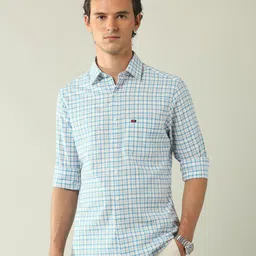 AD By Arvind Slim Fit Tartan Checks Opaque Cotton Casual Shirt-image-77
