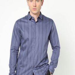 The Collection Classic Slim Fit Striped Satin Formal Shirt-image-17