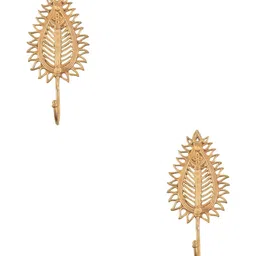 IndianShelf 2 Pcs Brass Leafy Flower Clothes Hanger for Wall Key Holders-image-94