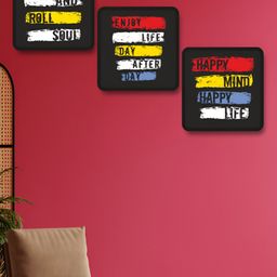Myntra Elegant Homes Black & White 3 Pieces Motivational Quotes Printed Wooden Wall Art-image-75