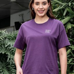 ONE SKY Women Typography Printed Round Neck Pure Cotton T-shirt-image-70