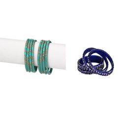 1ST TIME Set Of 12 Turquoise Blue And Blue Glass Artificial Stones & Beads Bangles-picture-27