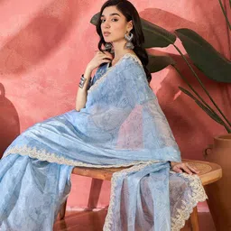 Sangria Embroidered Border Saree With Blouse-19