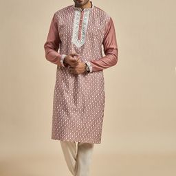 Anouk Floral Embroidered Mandarin Collar Thread Work Straight Kurta-57