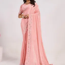 KALINI Embellished Mirror Work Pure Chiffon Saree-image-66