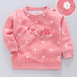 Babyoye Brushed Fleece Full Sleeves Sweatshirt Hello Embroidery - Pink-image-59