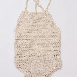 USHA ENTERPRISES Solid Hand Knitted Sleeveless Onesie - White-picture-19