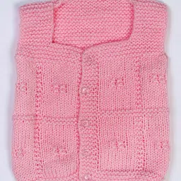 USHA ENTERPRISES Sleeveless Hand Knitted Checked Pattern Vest - Pink-picture-6