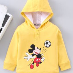 Babyhug Full Sleeves Hooded Sweatshirt Mickey Mouse Print - Yellow-image-68