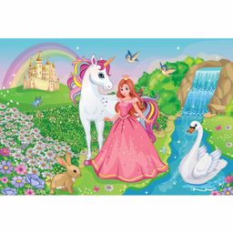 WENS Magical Unicorn with Princess Self Adhesive Wall Poster - Multicolor-image-26