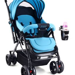 Babyhug Symphony Stroller With Reverisble Handle & Mosquito Net - Blue-12