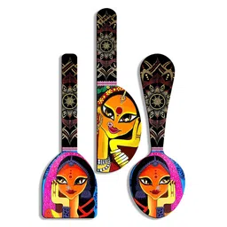 Shivmaan Art 3Pcs Black & Yellow Printed Wooden Wall Hangings-picture-10