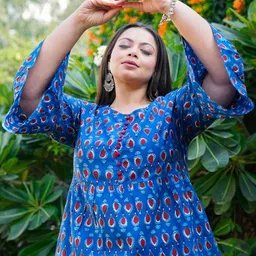 KALINI Print Kimono Sleeve Cotton Top-image-32