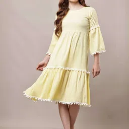 Bright Nex Women Pom-Pom Tiered Empire Dress-picture-26