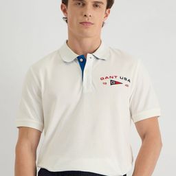 GANT Men Typography Printed Polo Collar Cotton T-shirt-image-28