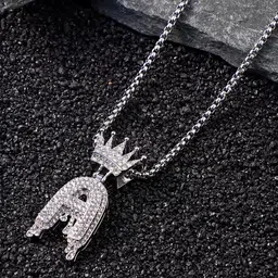 French Accent Silver-Plated Pendant With Chain-36