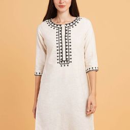 Brownverse Women Embroidered Khadi Kurta-image-72