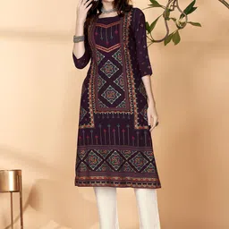 Anouk Ethnic Motifs Woven Design Straight Kurta-picture-36
