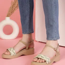 NATSHUZ Women Open Toe Comfort Sandal With Buckles-24