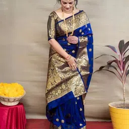 KALINI Woven Design Zari Pure Silk Kanjeevaram Saree-image-59